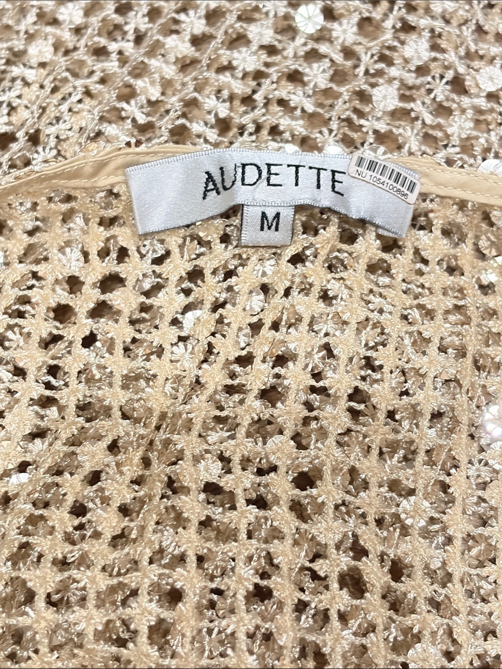 Audette Sheer Slim Sequin Mesh Long-Sleeve Mini Dress Size M - Picture 9 of 9